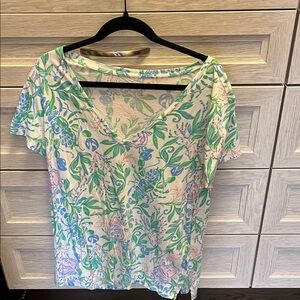 Lilly Pulitzer Tropical Print V-Neck Tee
